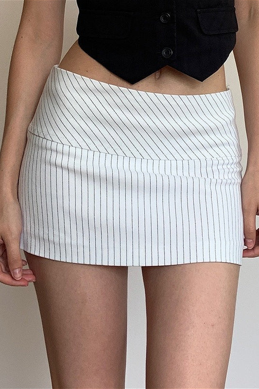 Low Waist Striped Zip Bodycon Mini Skirt