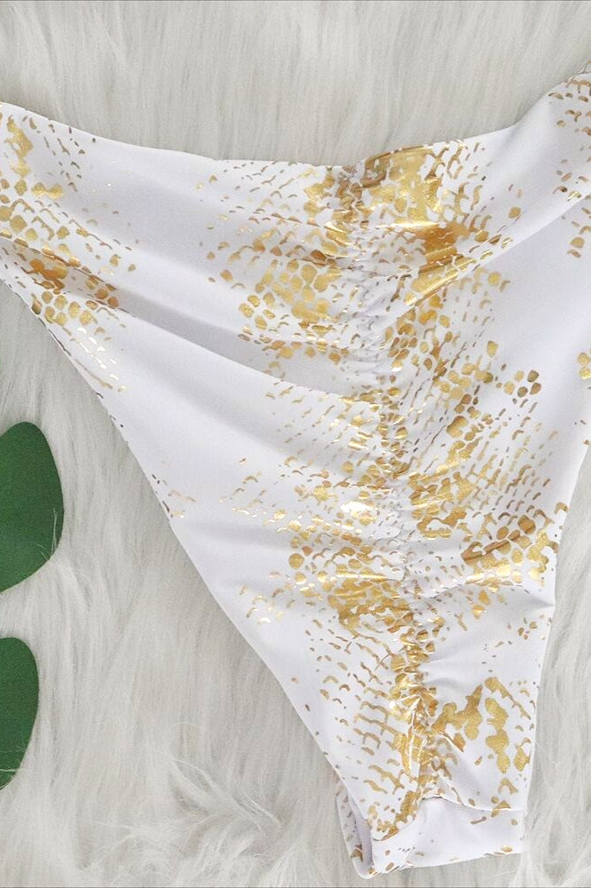 Snake Print Gold Diamond Bikini Set