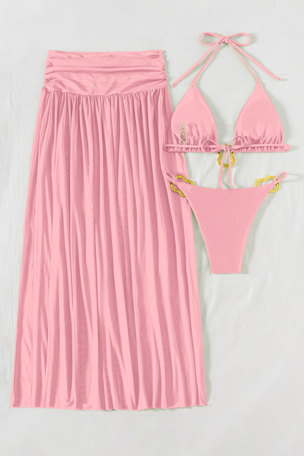 Ruched Fitted Three Piece Swim Set
