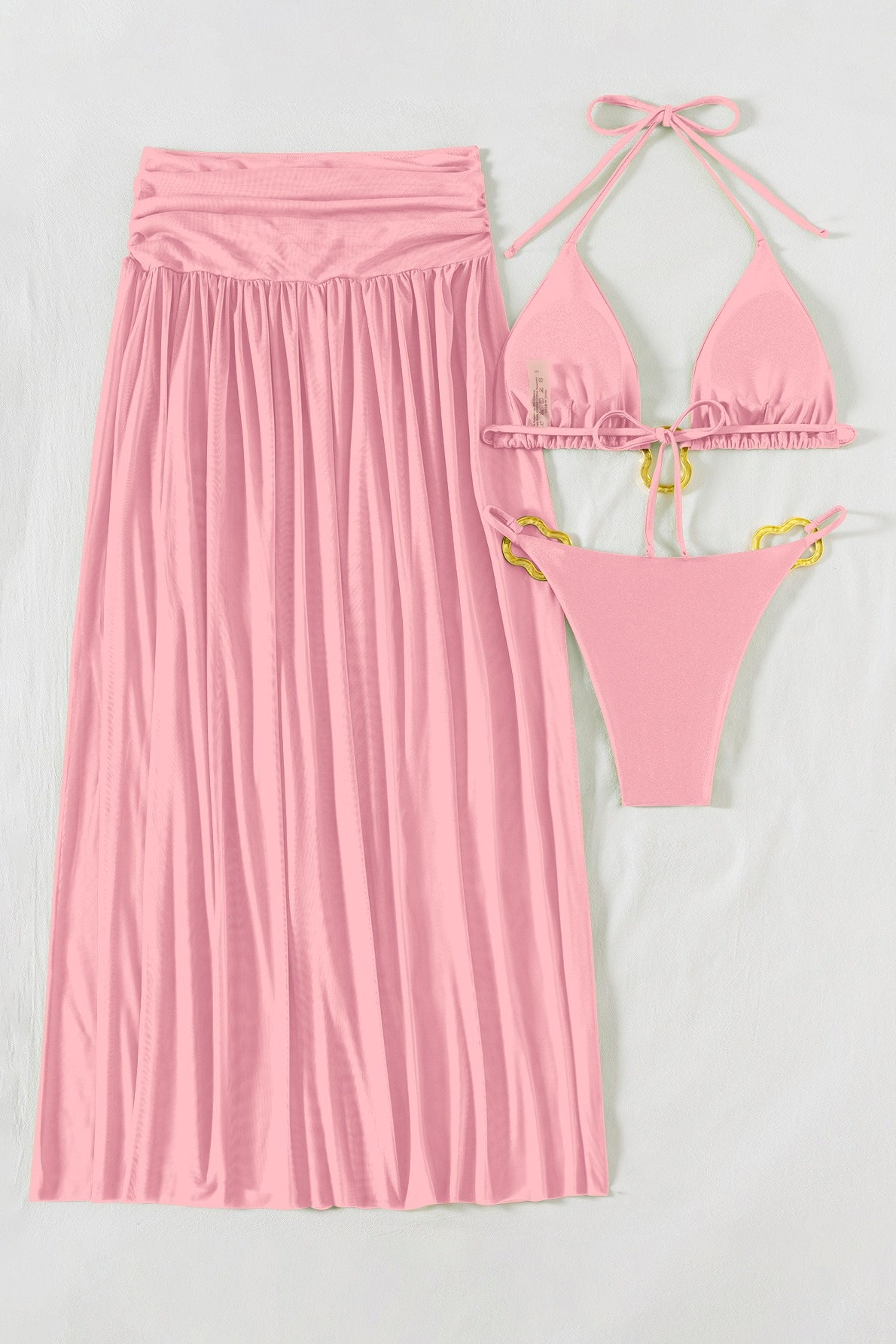 Ruched Fitted Three Piece Swim Set