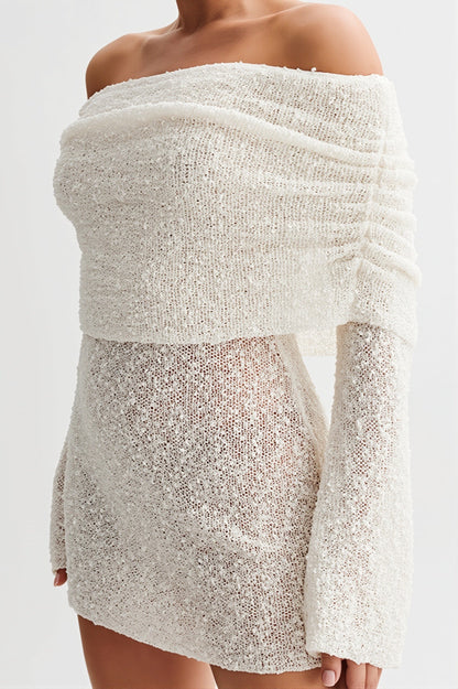 Chic White Bodycon Mini Dress With Tie Waist