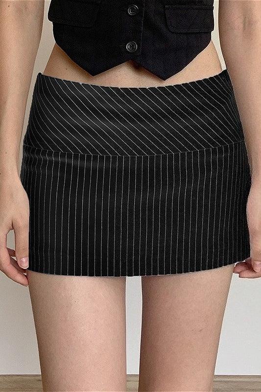 Low Waist Striped Zip Bodycon Mini Skirt