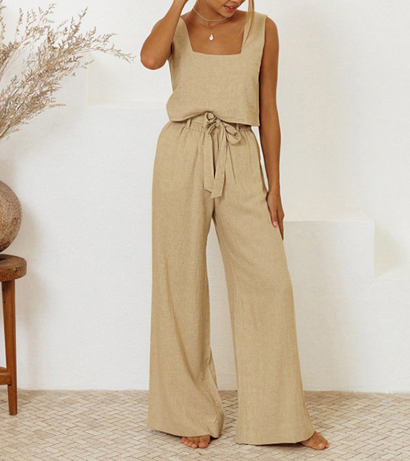 Megan - Minimalist Top And Wide-Leg Pants Set