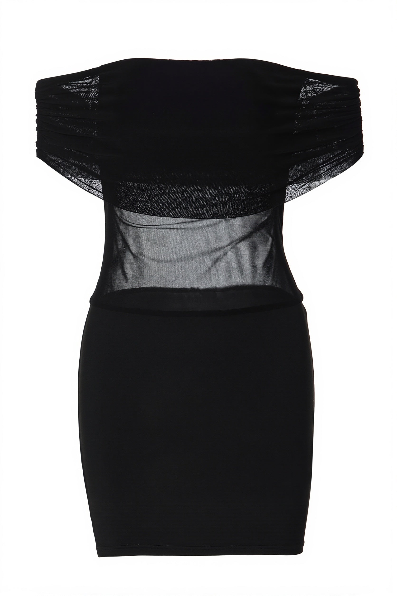 Sexy Sheer Mesh Insert Off Shoulder Slim Mini Dress