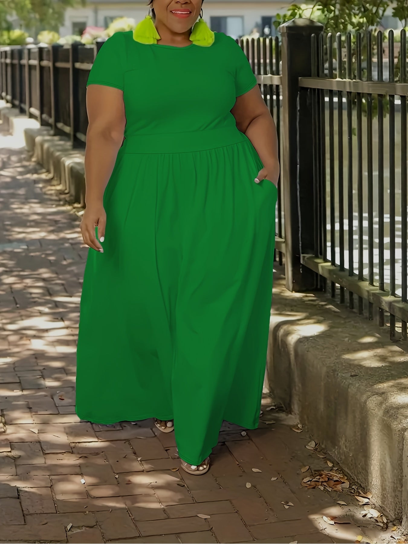 Plus Size Short Sleeve Flowy Maxi Dress