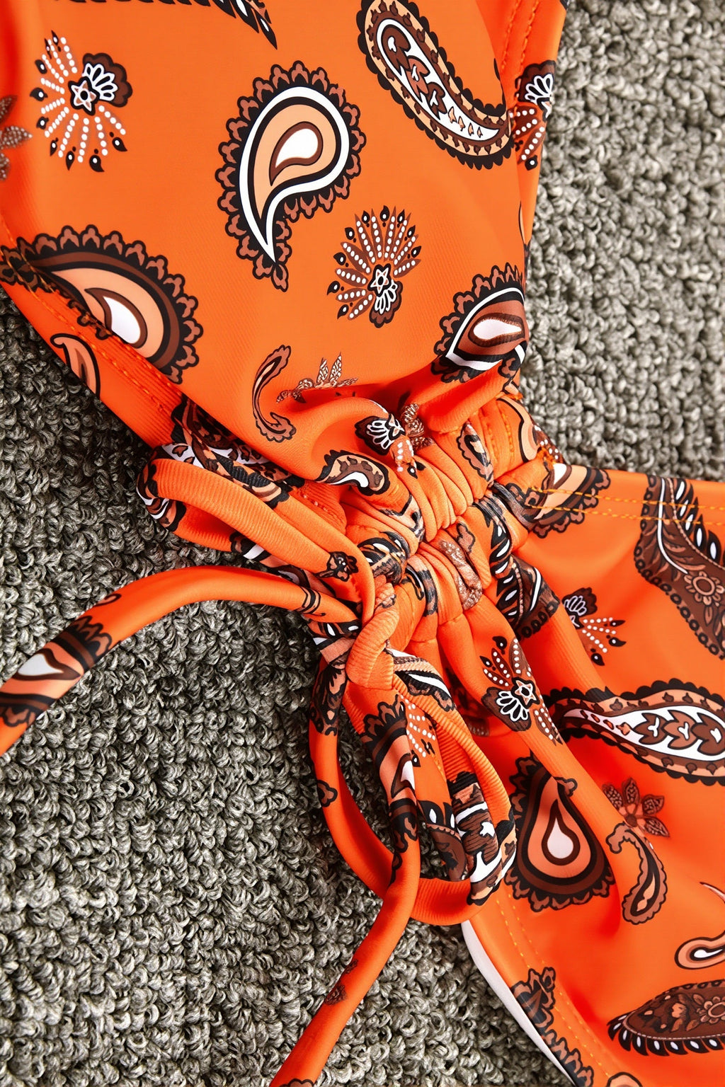 Paisley Orange Tie Bikini Set