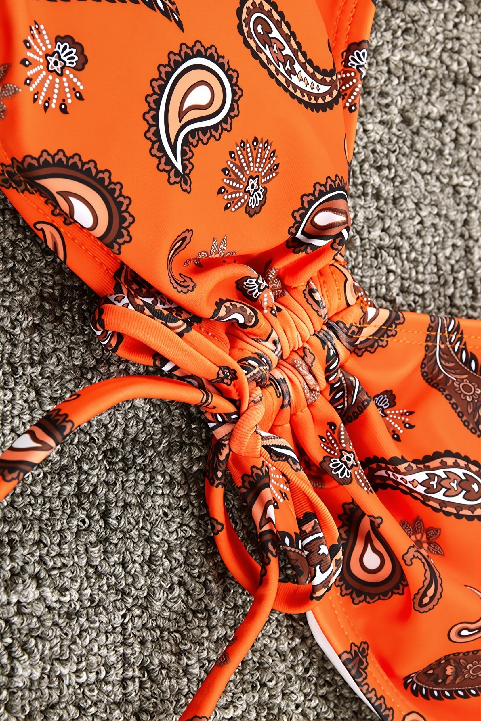 Paisley Orange Tie Bikini Set