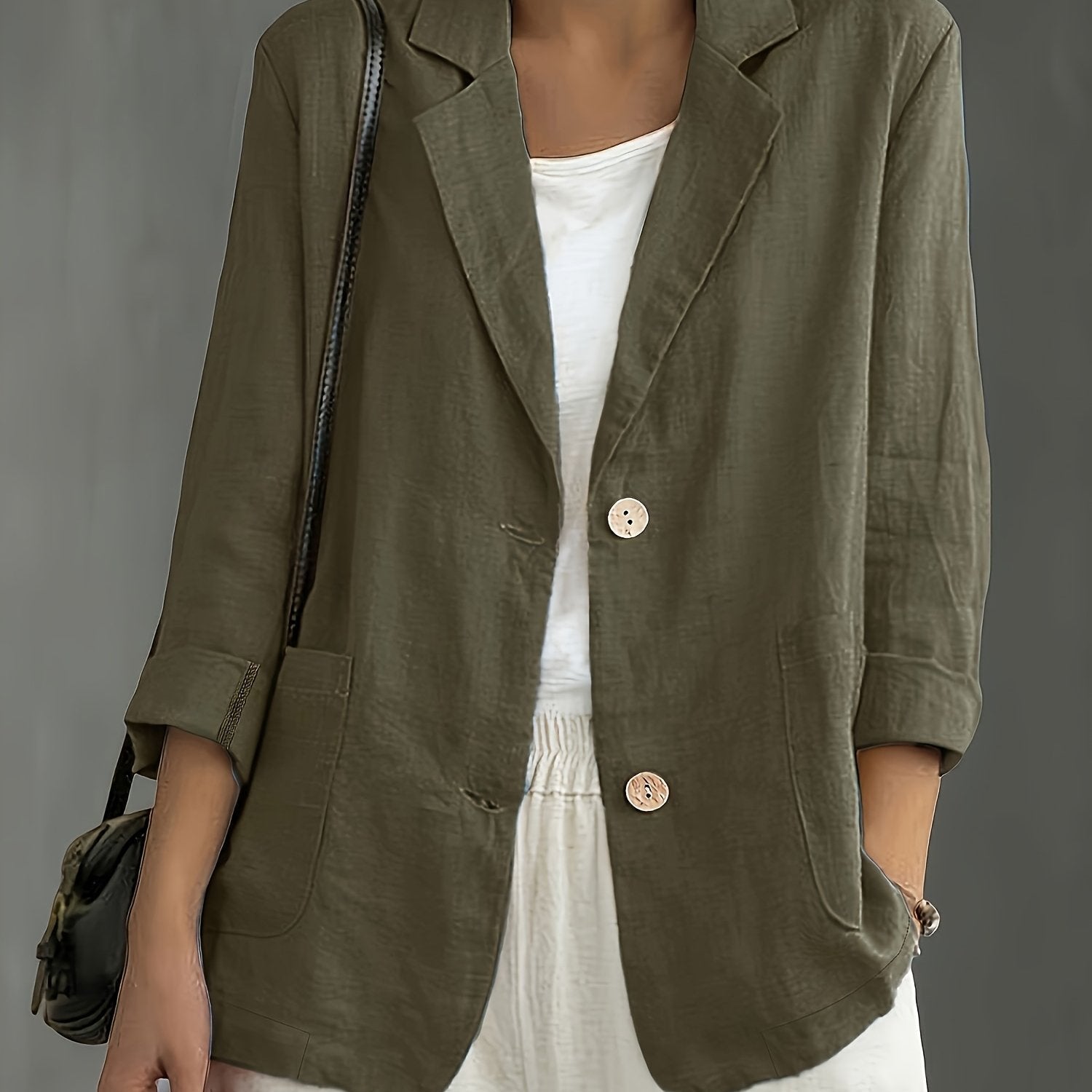Tailored Linen Blazer with Patch Pockets for Casual Style