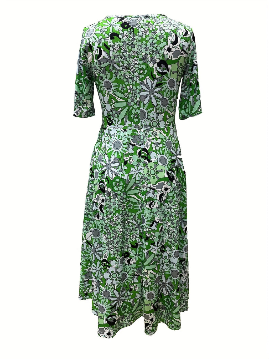 Gabi-Elegant Floral Print V-Neck Midi Dress