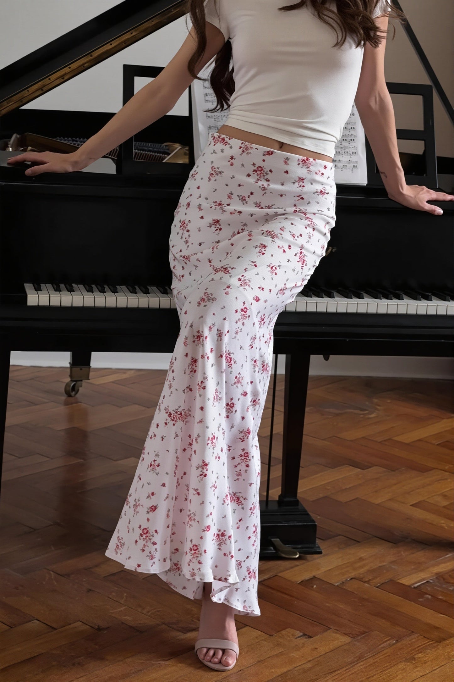 Fresh Elegant Floral Slim Mermaid Skirt