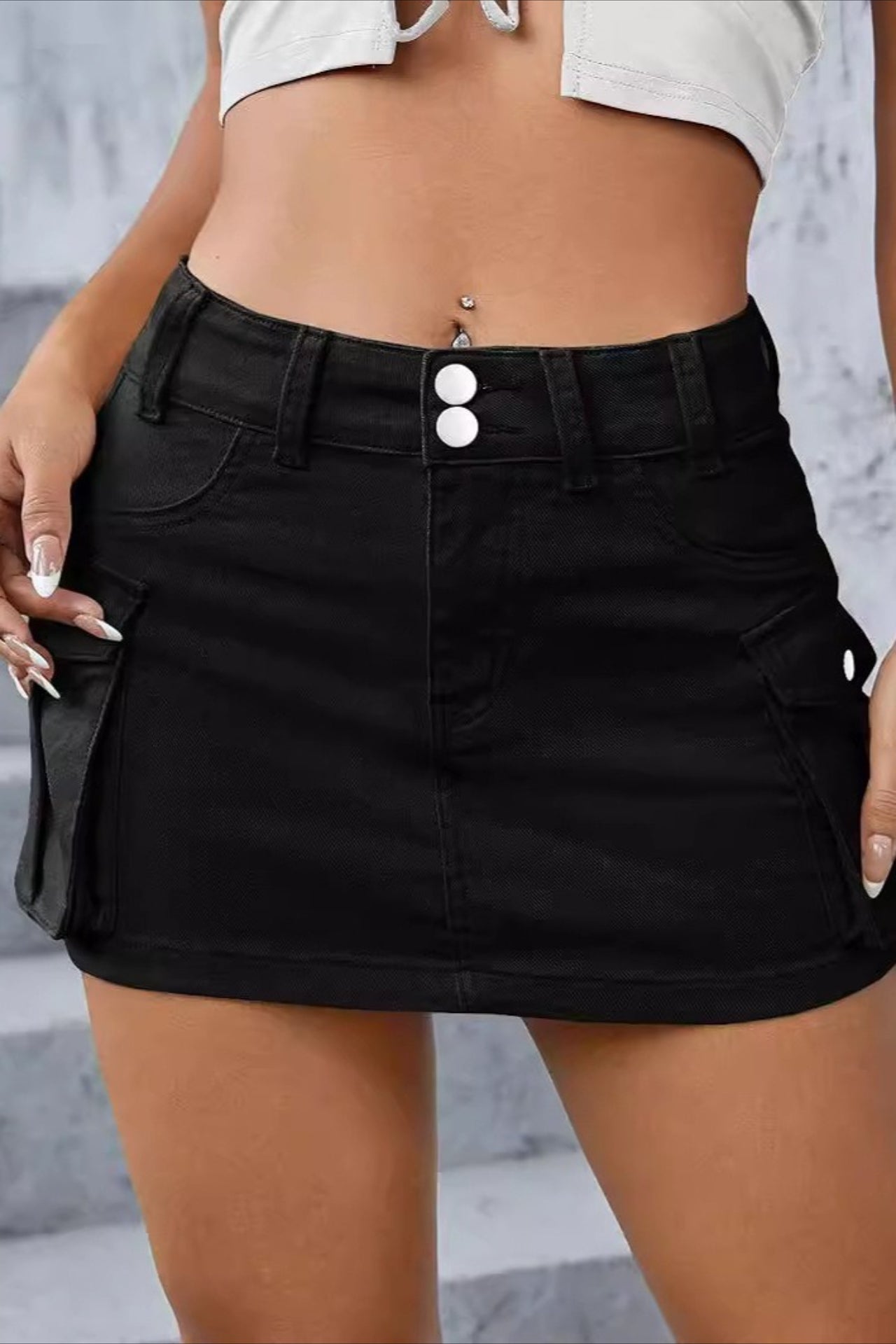 Cargo Street Solid Bodycon Skirt