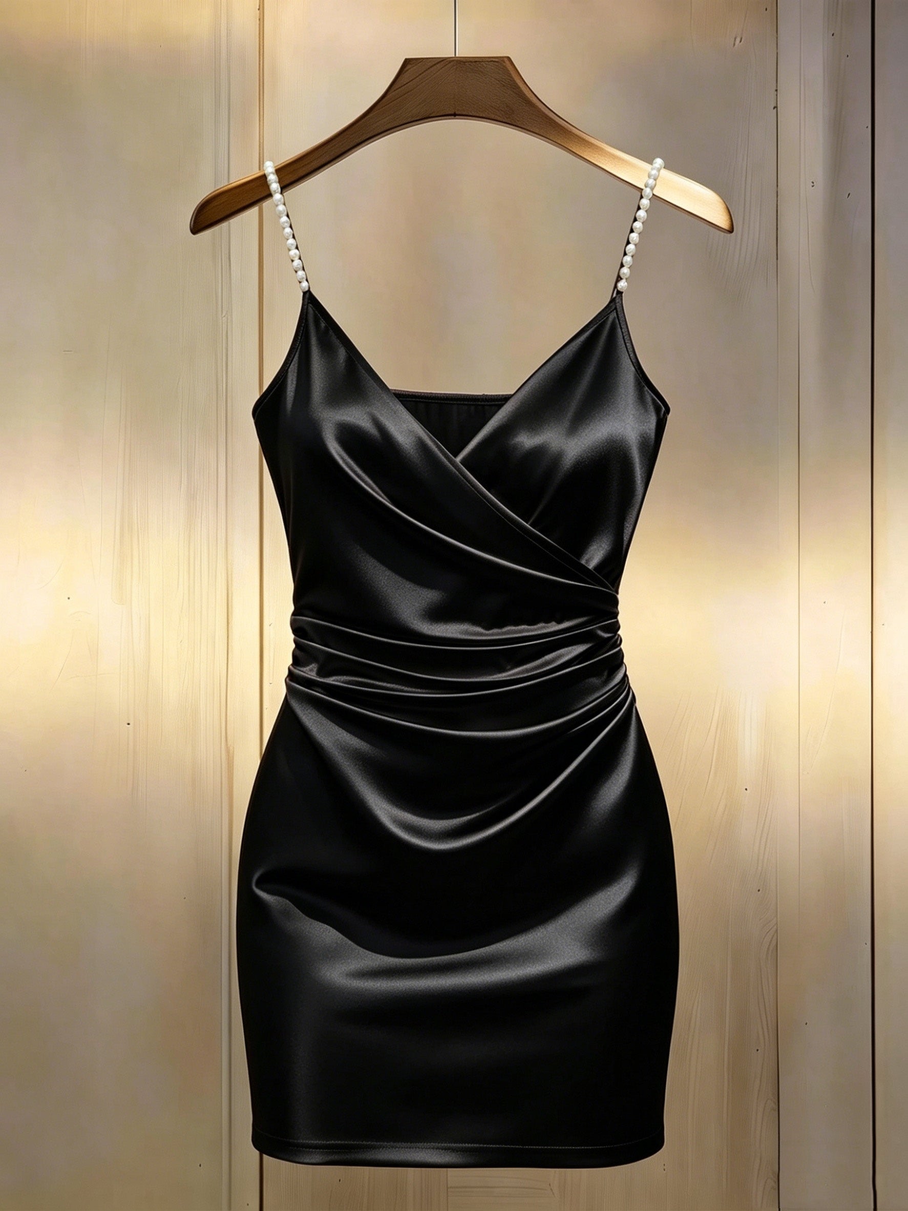 Pearl Strap Wrap Mini Homecoming Dress