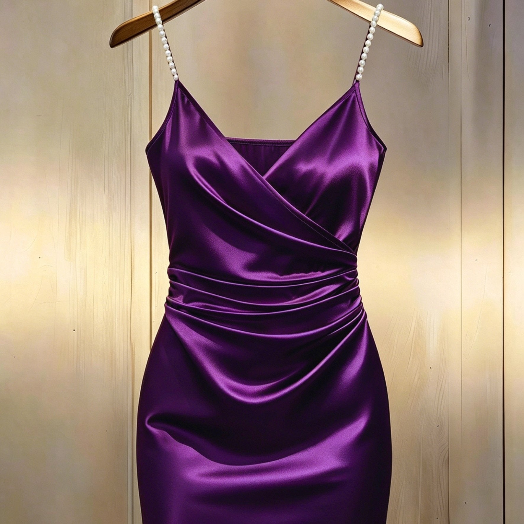 Pearl Strap Wrap Mini Homecoming Dress