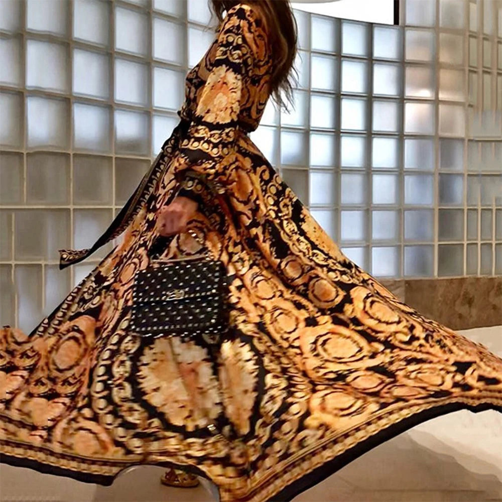 Stylish Cultural Bohemian Pattern Maxi Dress