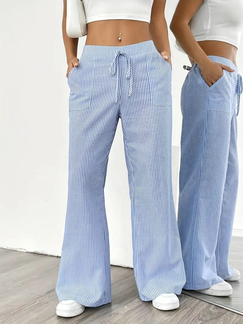 Nina - Elegant Striped Pant With Pockets