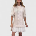 Ashlyndora | Women's Cable Knit Sweater Dress with Pleated Hem