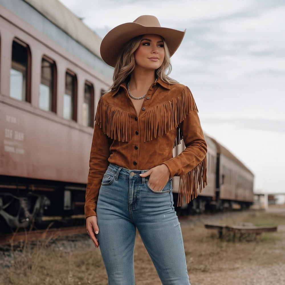 Fringe Suede Shirt Jacket for Casual Style