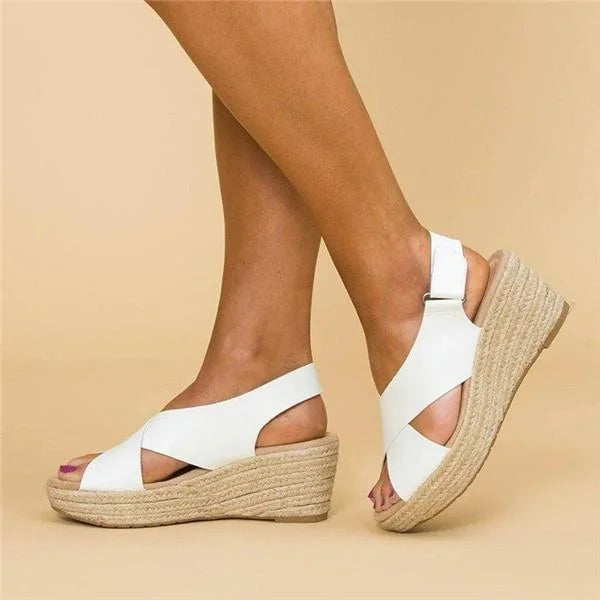 Cross Strap Espadrille Wedge Slingback Sandal