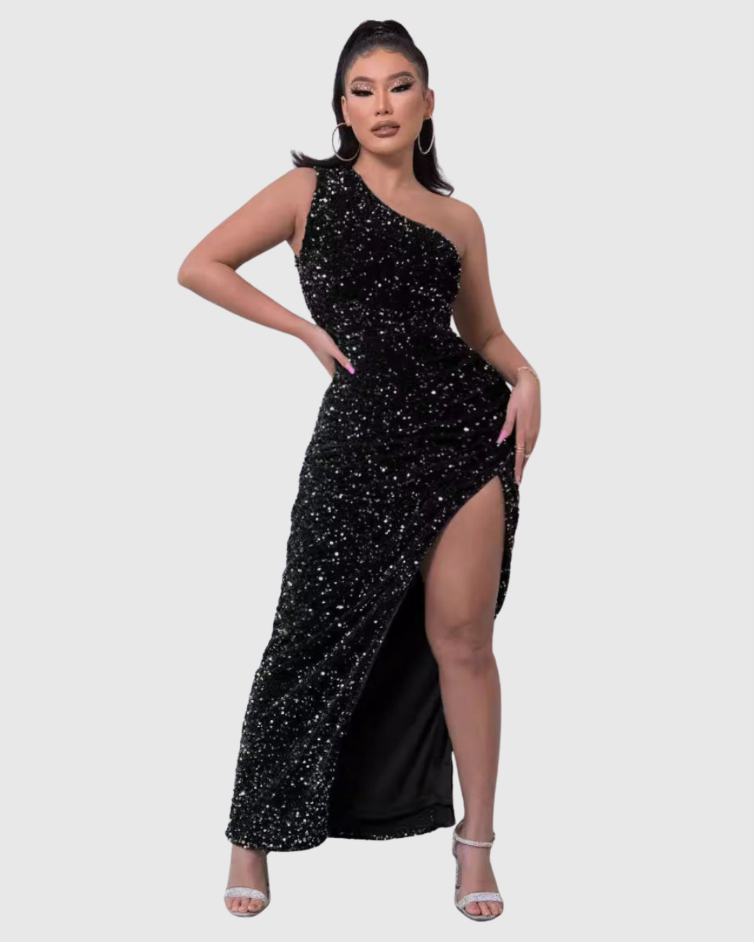 Sequin One-Shoulder Homecoming Dress