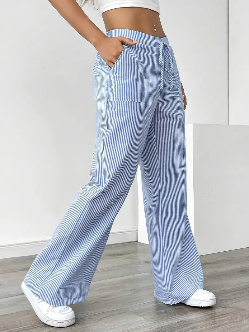Nina - Elegant Striped Pant With Pockets