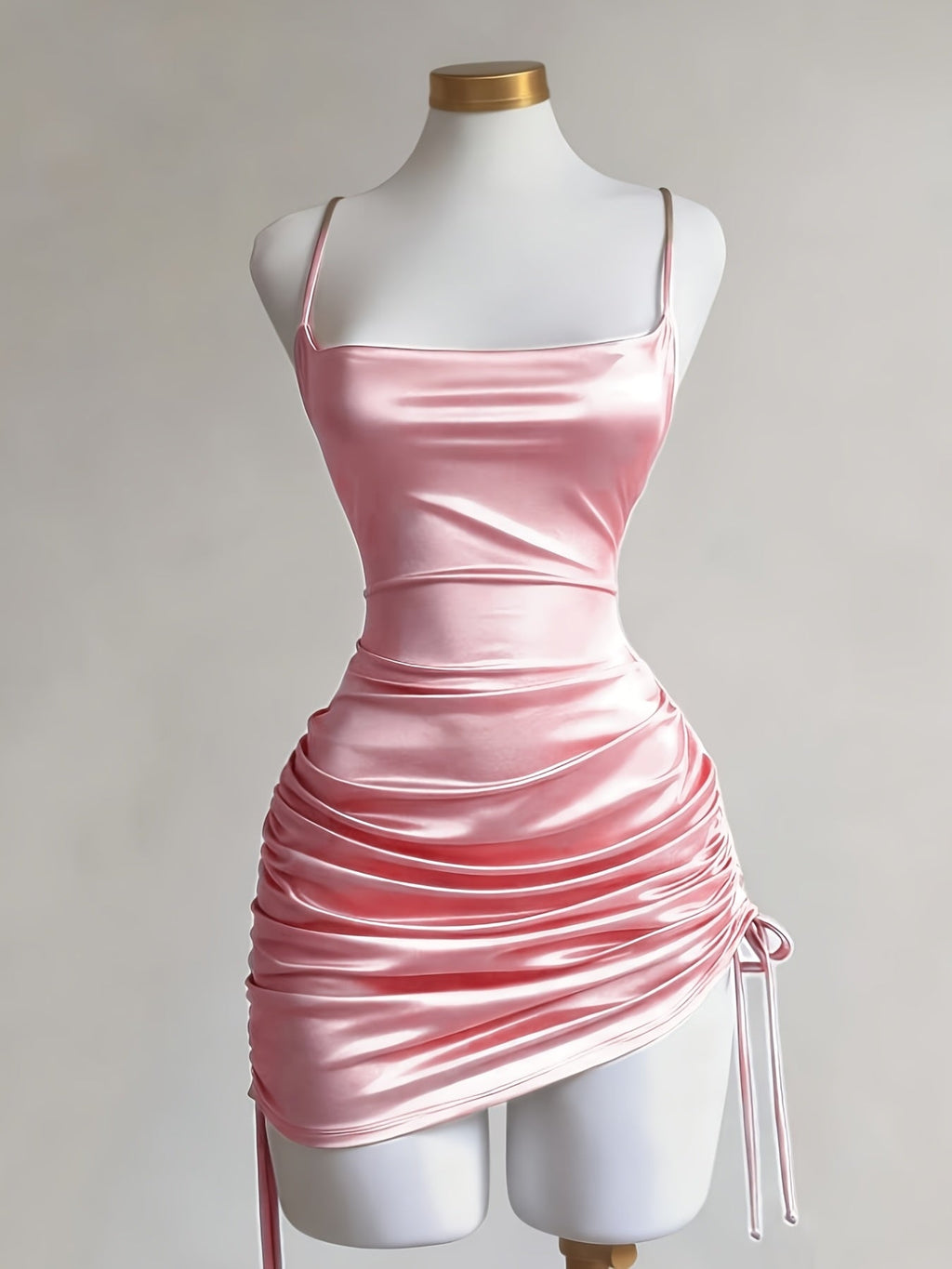 Ruched Drawstring Homecoming Mini Dress
