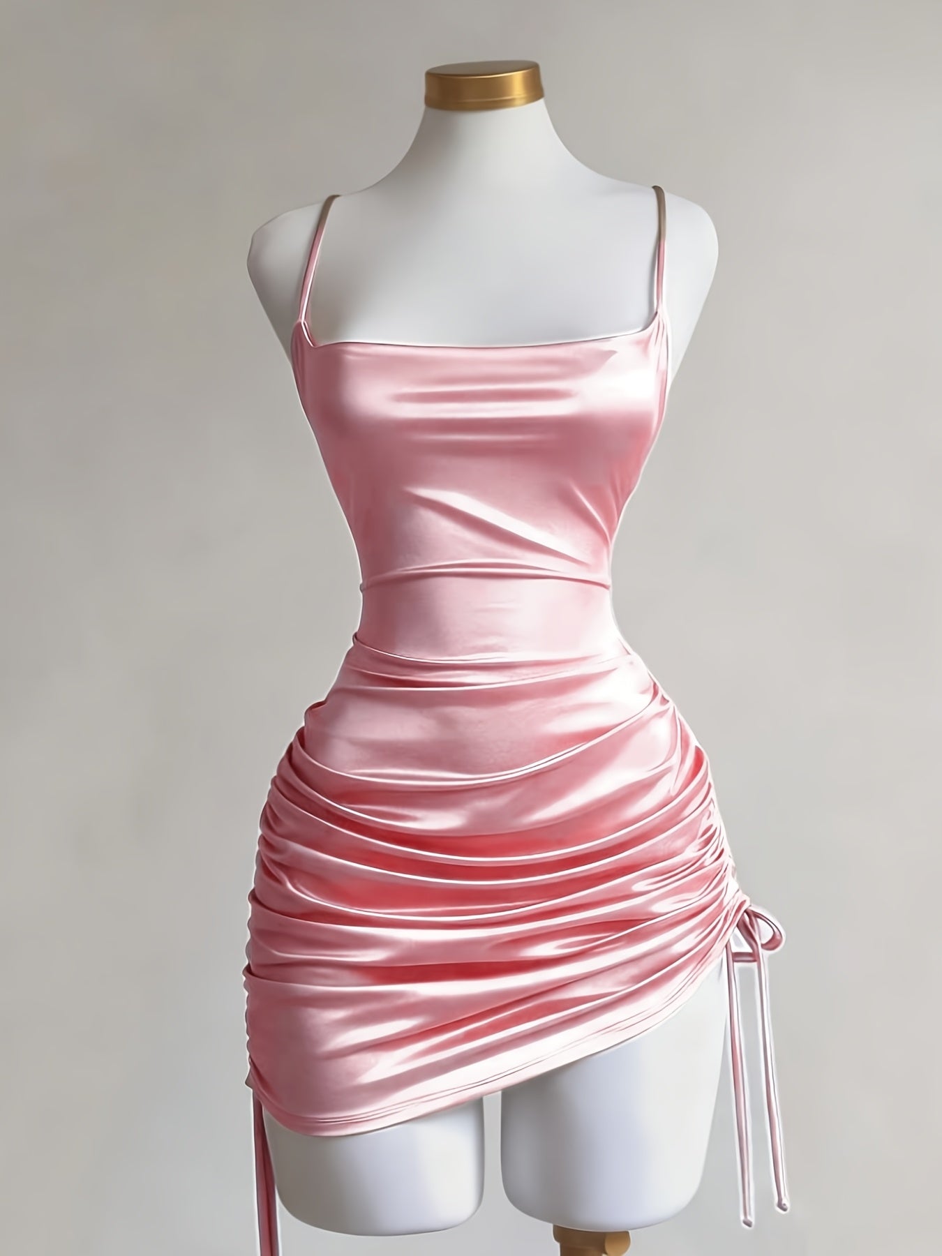 Ruched Drawstring Homecoming Mini Dress