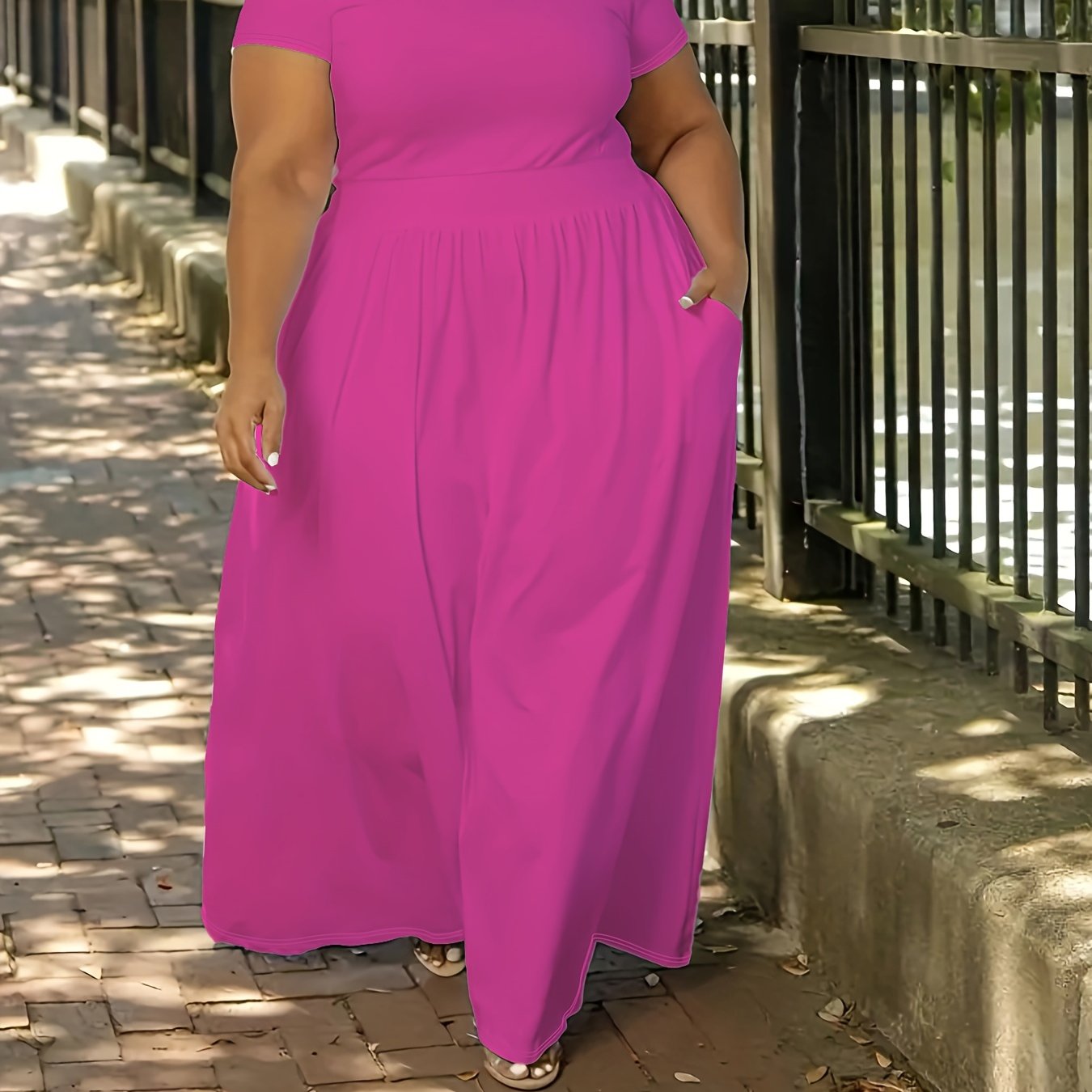 Plus Size Short Sleeve Flowy Maxi Dress