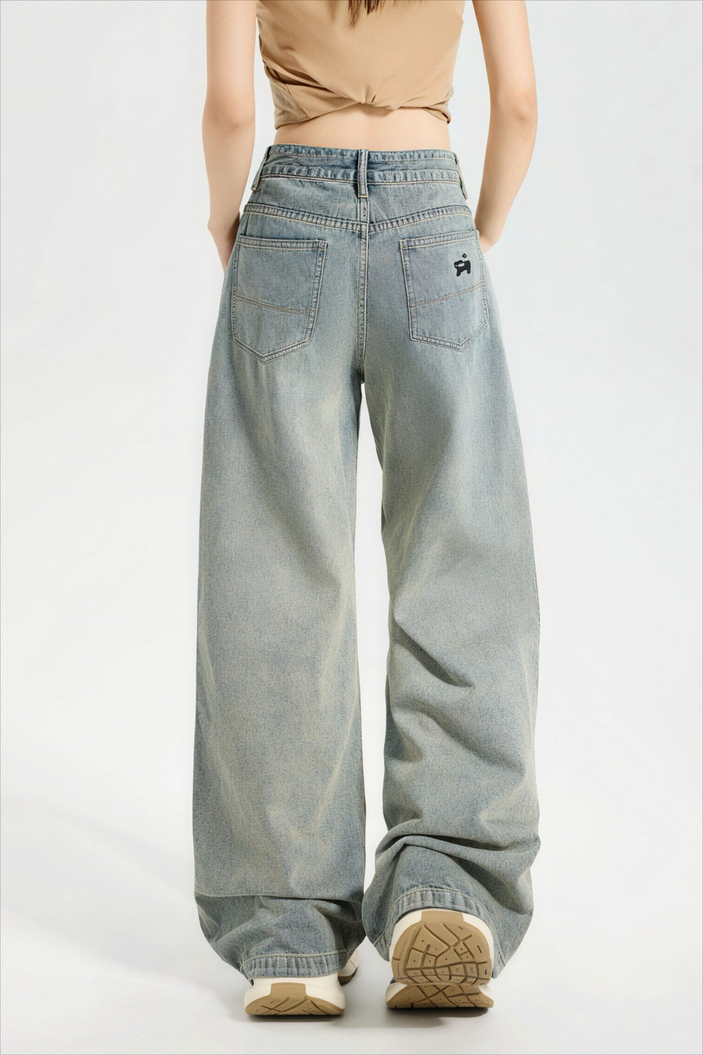 Cute Dog Embroidered Vintage Loose Jeans