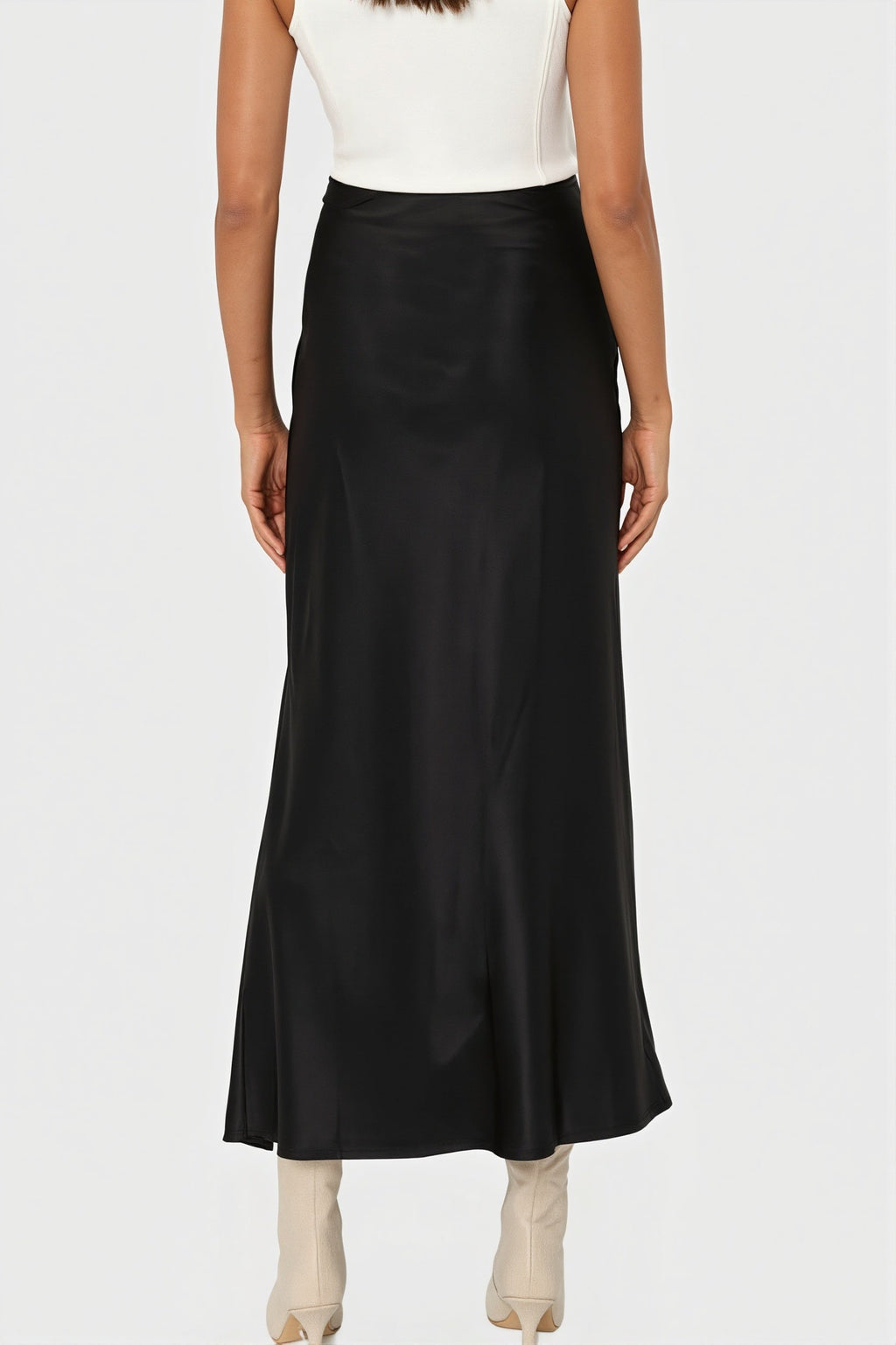 Elegant Satin Slit Bodycon Maxi Skirt