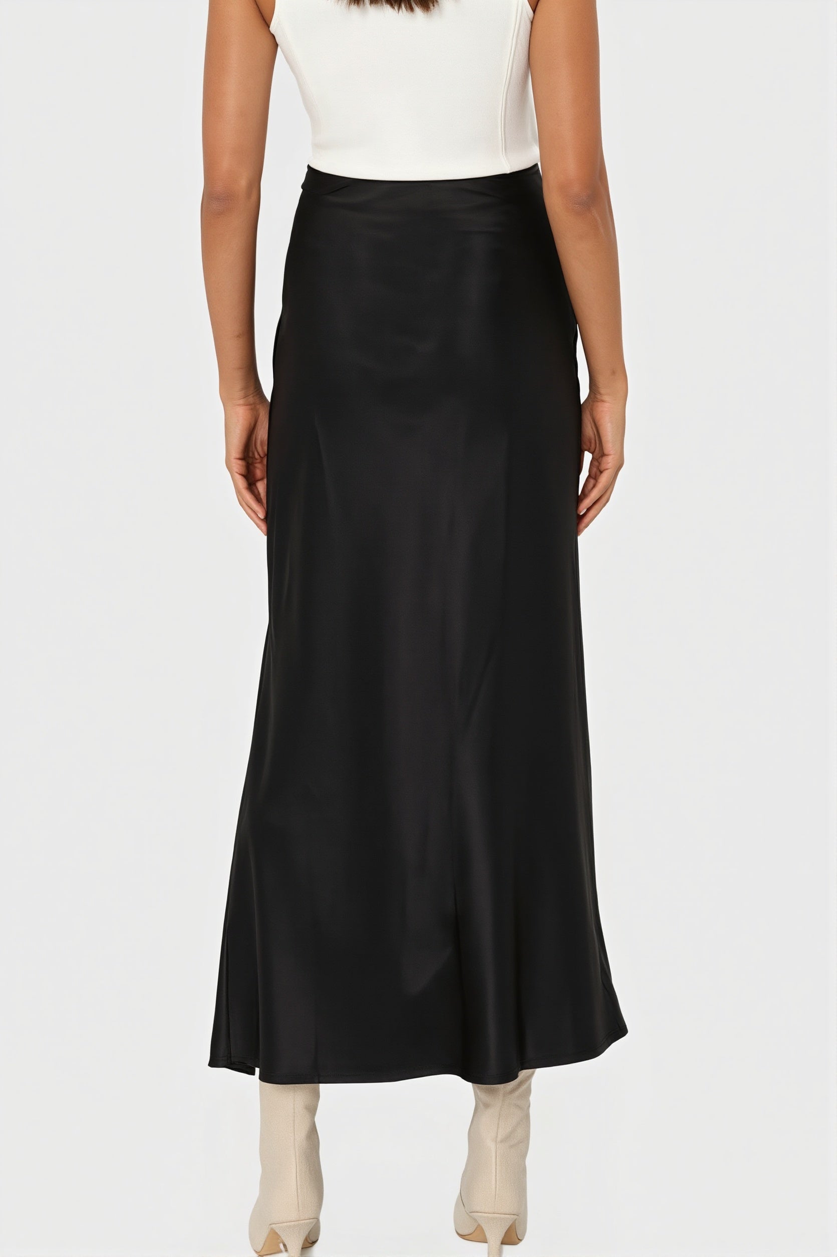 Elegant Satin Slit Bodycon Maxi Skirt