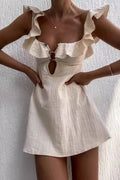 Ruffle Hem Spaghetti Strap Mini Dress