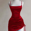 Ruched Drawstring Homecoming Mini Dress