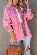 Oversized Frayed Denim Shirt Jacket for Casual Style