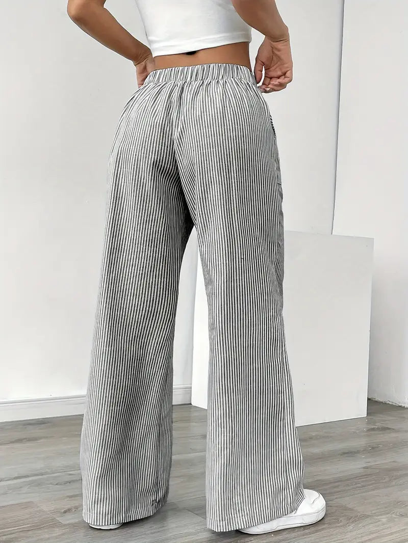 Nina - Elegant Striped Pant With Pockets