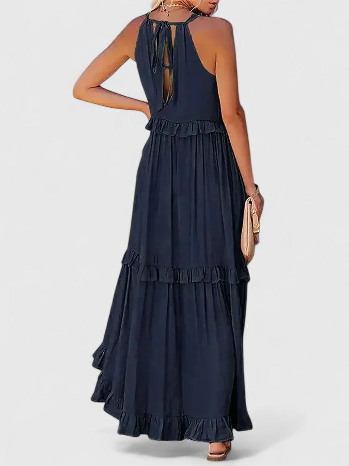 Sleeveless Tiered Maxi Summer Dress Ruffle Detail Loose Fit