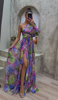 Mabel | Elegant Flowy Shoulder Dress for Summer Events