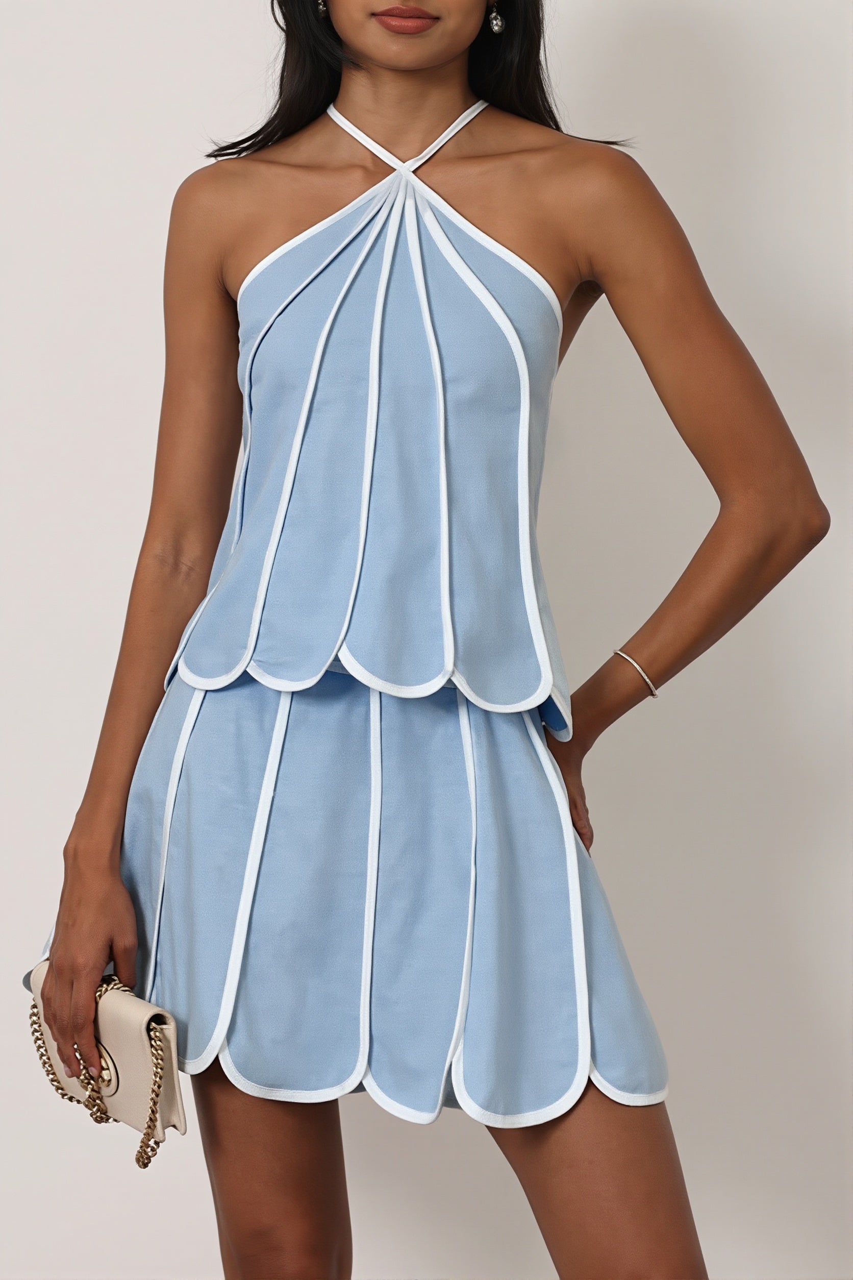 Sexy Halter Backless Sleeveless Top Bodycon Skirt Sets