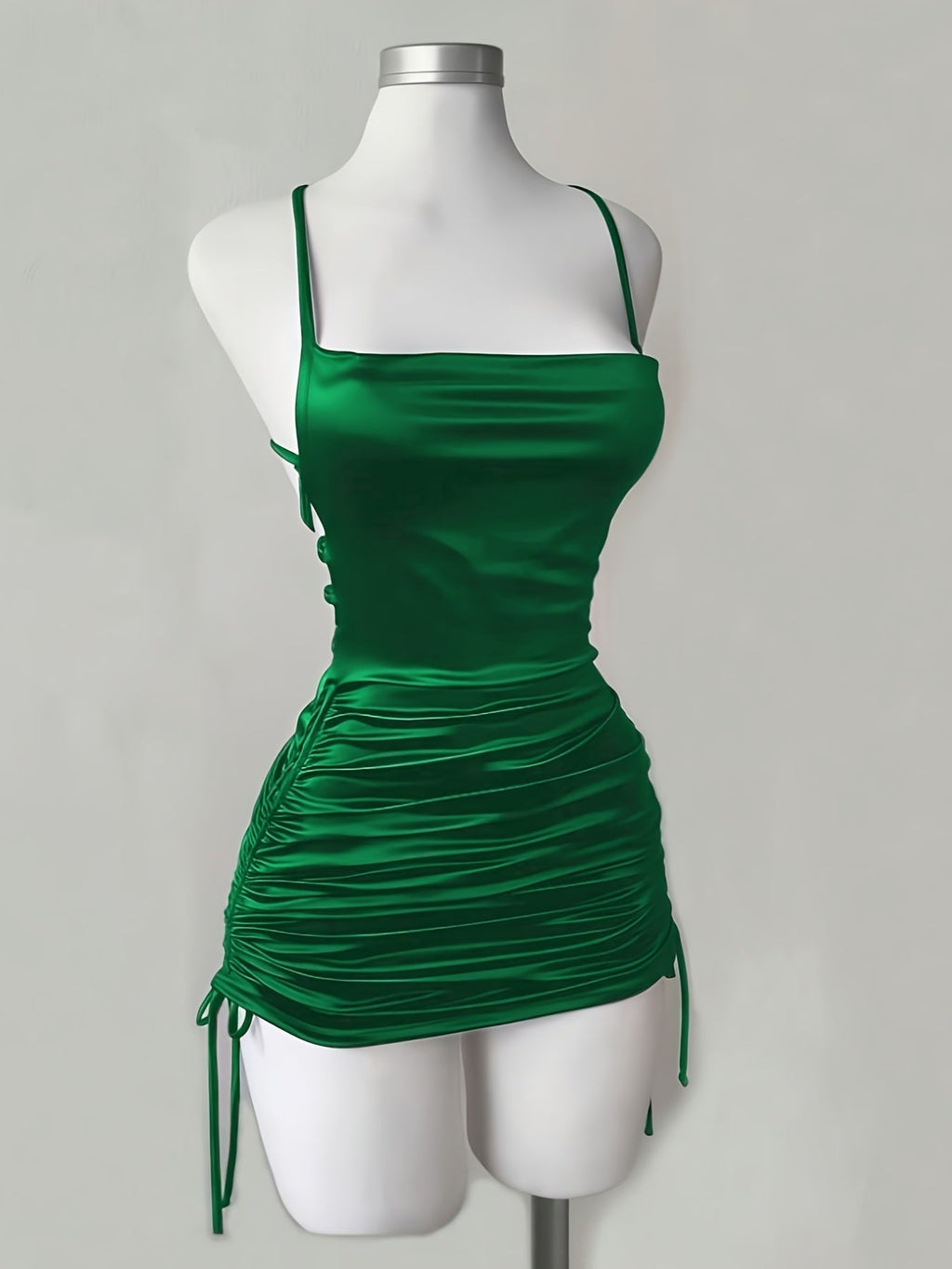 Ruched Drawstring Homecoming Mini Dress