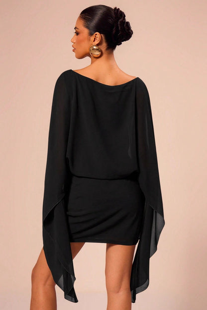Stylish Elegant Cape Party Mini Dress