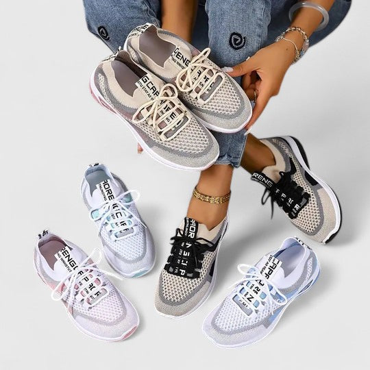 Colorblock Mesh Text Tab Lace Up Cushioned Running Sneaker