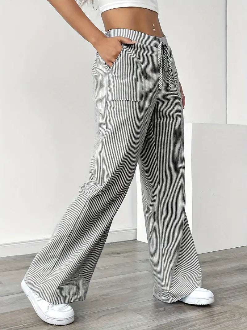 Nina - Elegant Striped Pant With Pockets