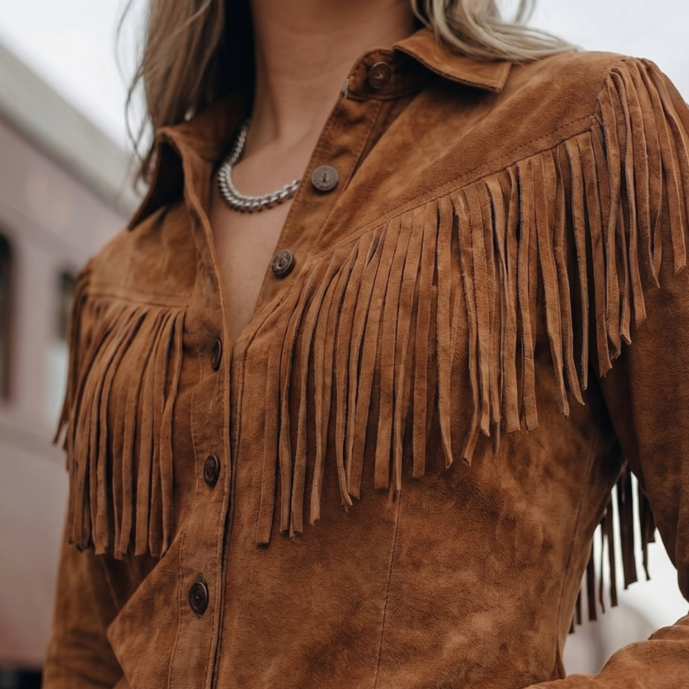 Fringe Suede Shirt Jacket for Casual Style