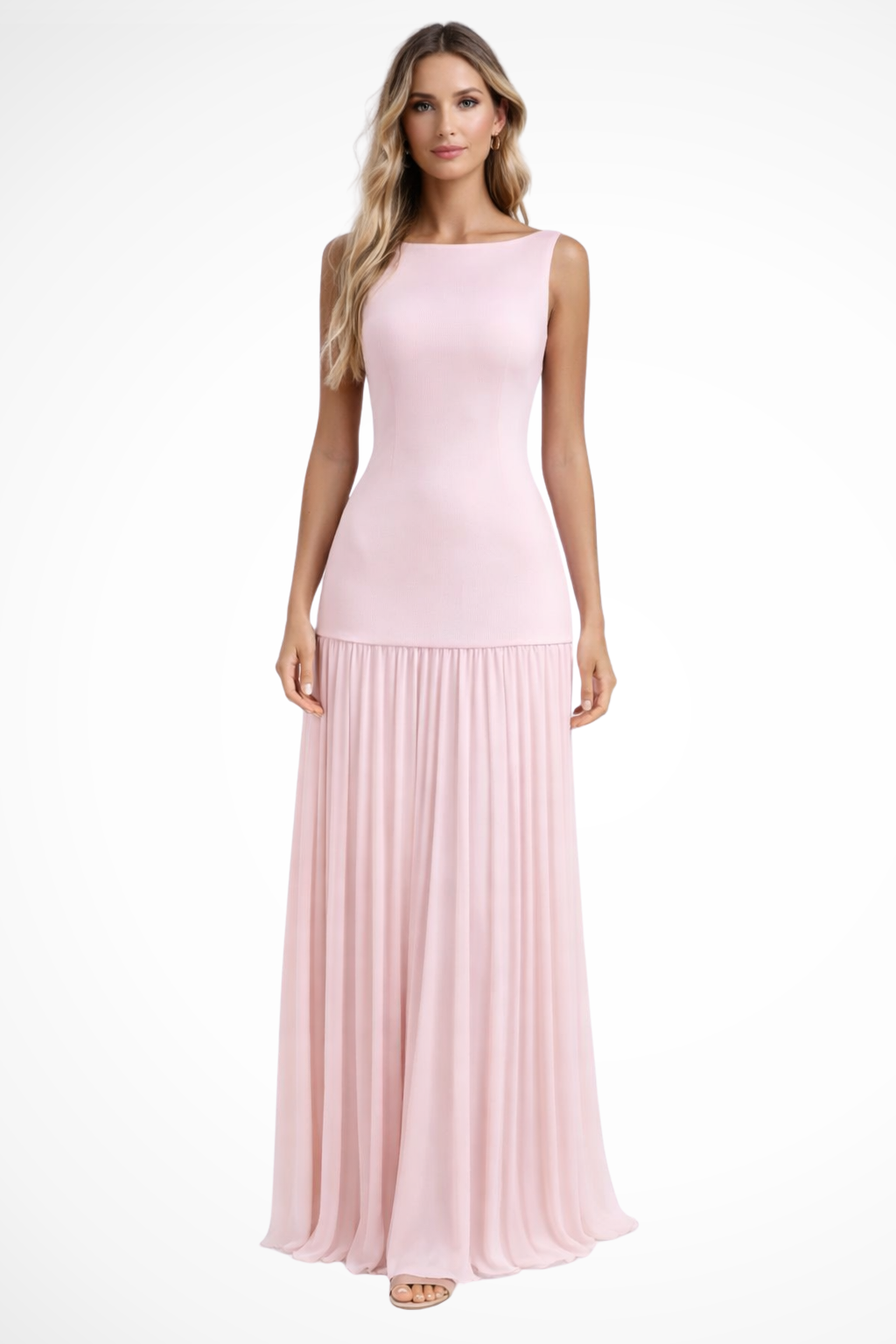 Elegant Pleated Maxi Dress - Formal Evening Gown