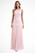 Elegant Pleated Maxi Dress - Formal Evening Gown