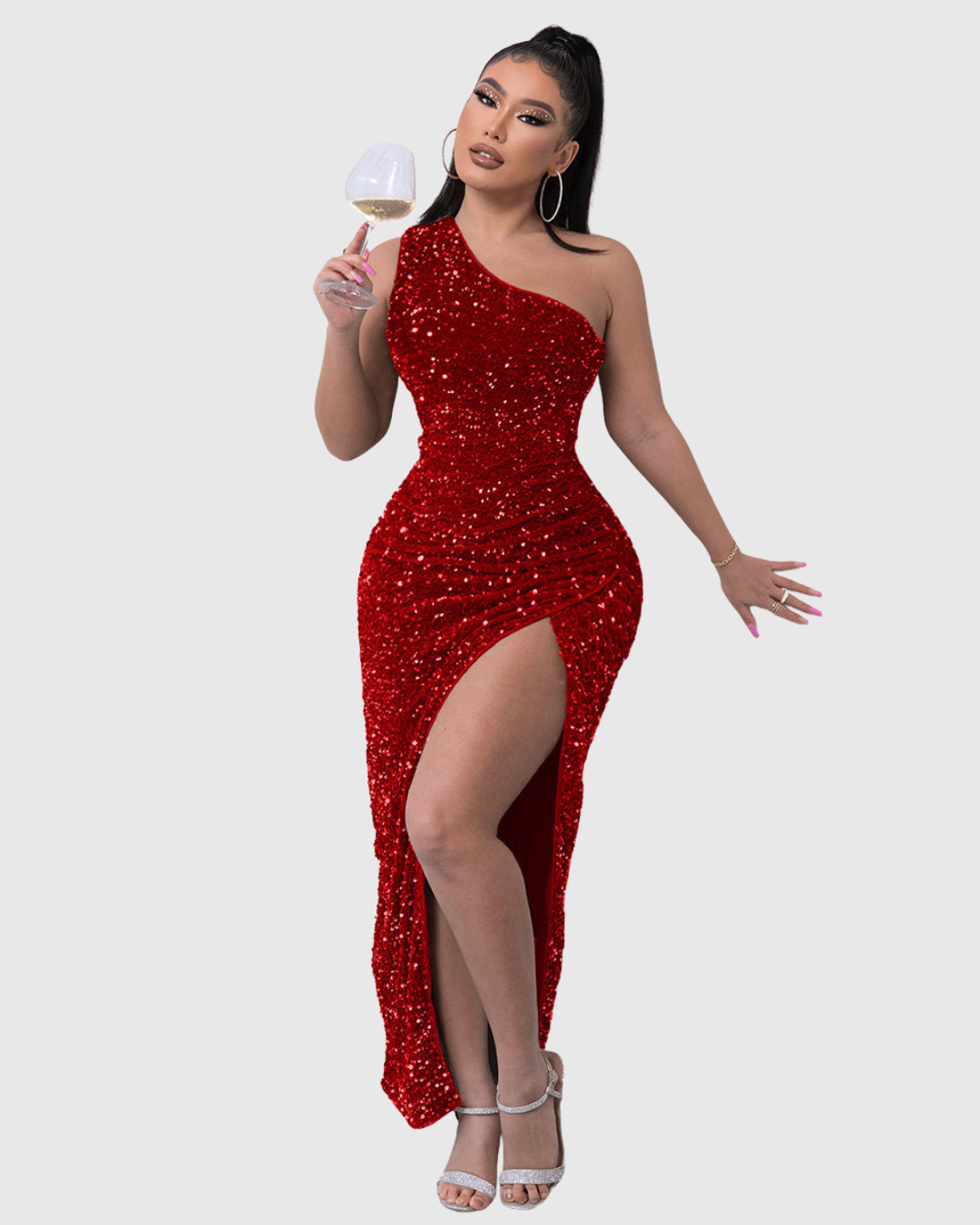 Sequin One-Shoulder Homecoming Dress