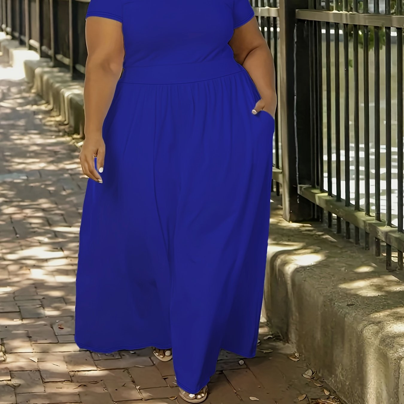 Plus Size Short Sleeve Flowy Maxi Dress