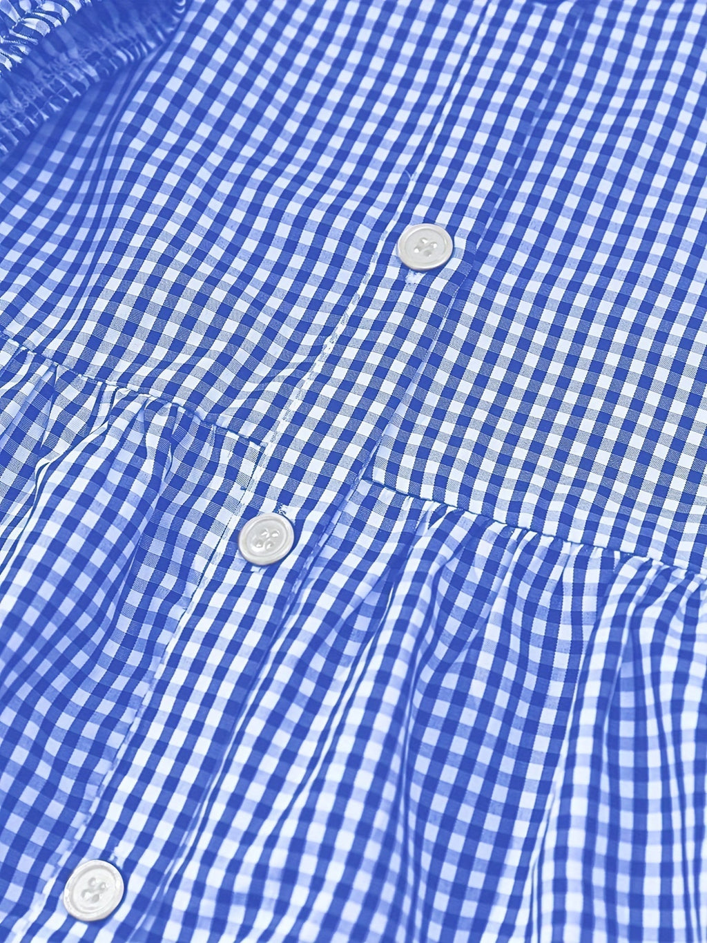 Gingham Check Button Front Tiered Ruffle Hem Mini Dress