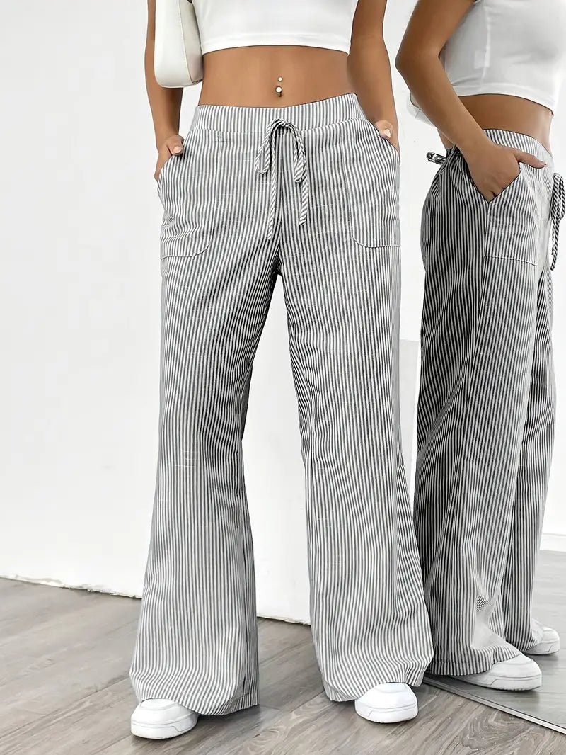 Nina - Elegant Striped Pant With Pockets