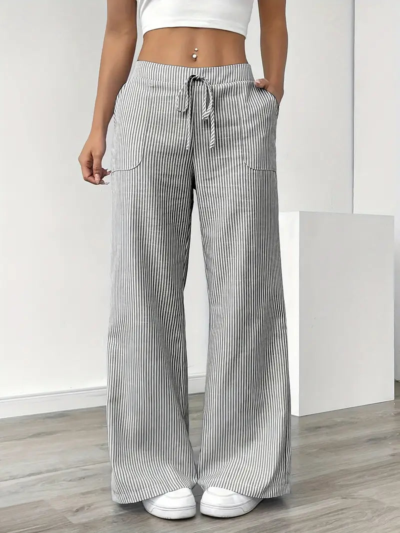 Nina - Elegant Striped Pant With Pockets