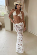 Lace Tie Side Bikini With Maxi Skirt Three Piece Swim Sets